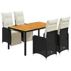 Image de vidaXL Ensemble de Bistro de Jardin 5 pcs Coussins Noir Poly rotin