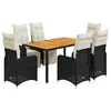 Image de vidaXL Ensemble de Bistro de Jardin 7 pcs Coussins Noir Poly rotin