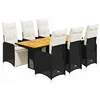 Image de vidaXL Ensemble de Bistro de Jardin 7 pcs Coussins Noir Poly rotin