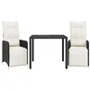 Image de vidaXL Ensemble de Bistro de Jardin 3 pcs Coussins Noir Poly rotin