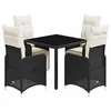 Image de vidaXL Ensemble de Bistro de Jardin 5 pcs Coussins Noir Poly rotin