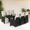 Image de vidaXL Ensemble de bistro de jardin 7 pcs coussins noir poly rotin