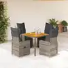 Image de vidaXL Ensemble de bistro de jardin 5 pcs coussins gris poly rotin