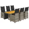 Image de vidaXL Ensemble de Bistro de Jardin 7 pcs Coussins Gris Poly rotin
