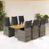 Image de vidaXL Ensemble de bistro de jardin 7 pcs coussins gris poly rotin