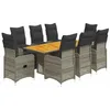 Image de vidaXL Ensemble de Bistro de Jardin 9 pcs Coussins Gris Poly rotin
