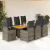 Image de vidaXL Ensemble de bistro de jardin 9 pcs coussins gris poly rotin