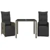 Image de vidaXL Ensemble de Bistro de Jardin 3 pcs Coussins Gris Poly rotin