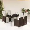 Image de vidaXL Ensemble de bistro de jardin 5 pcs coussins marron poly rotin