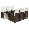 Image de vidaXL Ensemble de Bistro de Jardin 7 pcs Coussins Marron Poly rotin