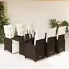 Image de vidaXL Ensemble de bistro de jardin 7 pcs coussins marron poly rotin