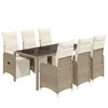 Image de vidaXL Ensemble de Bistro de Jardin 7 pcs Coussins Marron Poly rotin