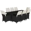 Image de vidaXL Ensemble de Bistro de Jardin 9 pcs Coussins Noir Poly rotin, Ensemble de Bistro de Jardin, Ensemble de Balcon, Ensemble de Meubles d'extérieur