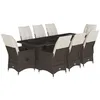 Image de vidaXL Ensemble de Bistro de Jardin 9 pcs Coussins Marron Poly rotin, Ensemble de Bistro de Jardin, Ensemble de Balcon, Ensemble de Meubles d'extérieur