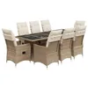 Image de vidaXL Ensemble de Bistro de Jardin 9 pcs Coussins Beige Poly rotin, Ensemble de Bistro de Jardin, Ensemble de Balcon, Ensemble de Meubles d'extérieur