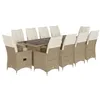 Image de vidaXL Ensemble de Bistro de Jardin 11 pcs Coussins Beige Poly rotin, Ensemble de Bistro de Jardin, Ensemble de Balcon, Ensemble de Meubles d'extérieur
