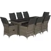 Image de vidaXL Ensemble de Bistro de Jardin 9 pcs Coussins Gris Poly rotin, Ensemble de Bistro de Jardin, Ensemble de Balcon, Ensemble de Meubles d'extérieur