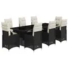 Image de vidaXL Ensemble de Bistro de Jardin 9 pcs Coussins Noir Poly rotin