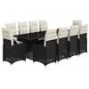 Image de vidaXL Ensemble de Bistro de Jardin 11 pcs Coussins Noir Poly rotin