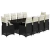Image de vidaXL Ensemble de Bistro de Jardin 11 pcs Coussins Noir Poly rotin