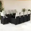 Image de vidaXL Ensemble de bistro de jardin 11 pcs coussins noir poly rotin