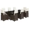 Image de vidaXL Ensemble de Bistro de Jardin 9 pcs Coussins Marron Poly rotin