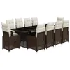 Image de vidaXL Ensemble de Bistro de Jardin 11 pcs Coussins Marron Poly rotin
