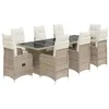 Image de vidaXL Ensemble de Bistro de Jardin 9 pcs Coussins Beige Poly rotin
