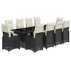 Image de vidaXL Ensemble de Bistro de Jardin 11 pcs Coussins Noir Poly rotin