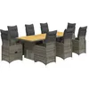 Image de vidaXL Ensemble de Bistro de Jardin 9 pcs Coussins Gris Poly rotin