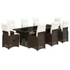 Image de vidaXL Ensemble de Bistro de Jardin 9 pcs Coussins Marron Poly rotin
