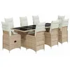 Image de vidaXL Ensemble de Bistro de Jardin 9 pcs Coussins Beige Poly rotin