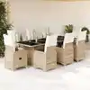 Image de vidaXL Ensemble de bistro de jardin 9 pcs coussins beige poly rotin