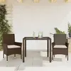 Image de vidaXL Ensemble à manger de jardin et coussins 3pcs marron rotin verre