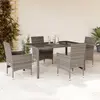 Image de vidaXL Ensemble à manger de jardin et coussins 5 pcs gris rotin verre
