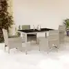 Image de vidaXL Ensemble à manger de jardin avec coussins 5 pcs rotin et verre