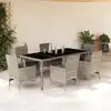 Image de vidaXL Ensemble à manger de jardin avec coussins 7 pcs rotin et verre
