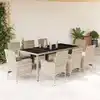 Image de vidaXL Ensemble à manger de jardin avec coussins 9 pcs rotin et verre