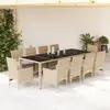 Image de vidaXL Ensemble à manger de jardin et coussins 11pcs beige rotin verre