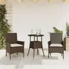 Image de vidaXL Ensemble à manger de jardin et coussins 3pcs marron rotin verre
