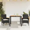 Image de vidaXL Ensemble à manger de jardin et coussins 3 pcs noir rotin acacia