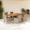 Image de vidaXL Ensemble à manger de jardin et coussins 7pcs beige rotin acacia