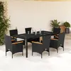 Image de vidaXL Ensemble à manger de jardin et coussins 7 pcs noir rotin acacia