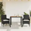 Image de vidaXL Ensemble à manger de jardin et coussins 3 pcs noir rotin acacia