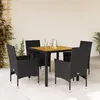 Image de vidaXL Ensemble à manger de jardin et coussins 5 pcs noir rotin acacia