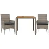 Image de vidaXL Ensemble à Manger de Jardin et Coussins 3 pcs Gris rotin Acacia, Ensemble de Salle à Manger d'extérieur, Meuble de Salle à Manger de Jardin, Table et chaises de Jardin