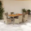 Image de vidaXL Ensemble à manger de jardin et coussins 7pcs beige rotin acacia