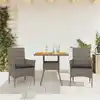 Image de vidaXL Ensemble à manger de jardin et coussins 3 pcs gris rotin acacia