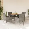 Image de vidaXL Ensemble à manger de jardin et coussins 5 pcs gris rotin acacia