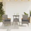 Image de vidaXL Ensemble à manger de jardin et coussins 3 pcs gris rotin verre